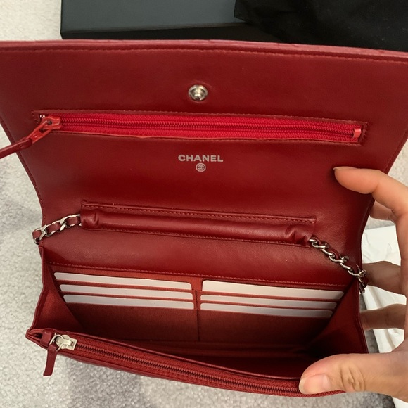 Chanel Classic Wallet on Chain Red Lambskin SHW - Picture 3 of 16